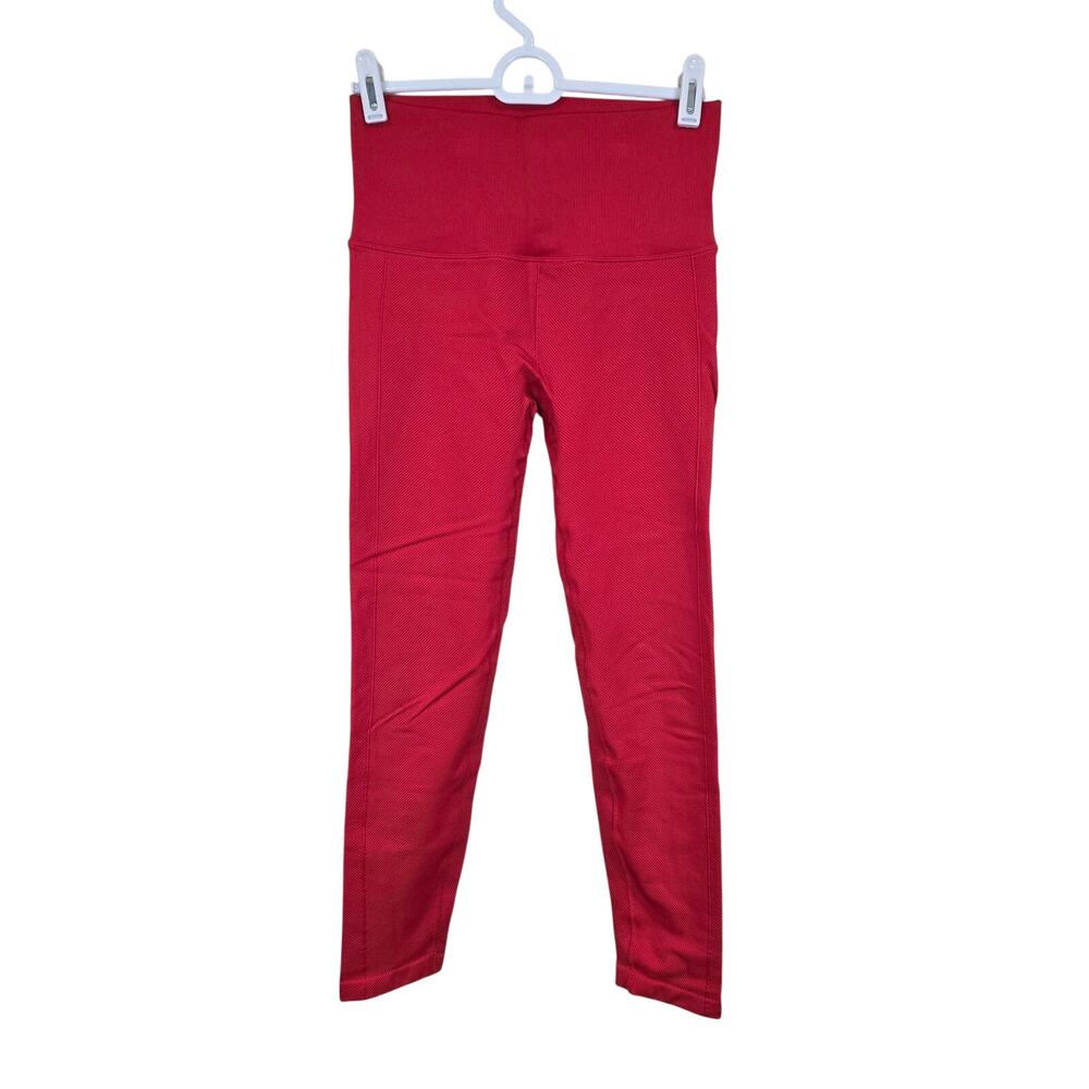 Women's All in Motion Red Ribbed Athletic Yoga Crop Leggings | Size Small